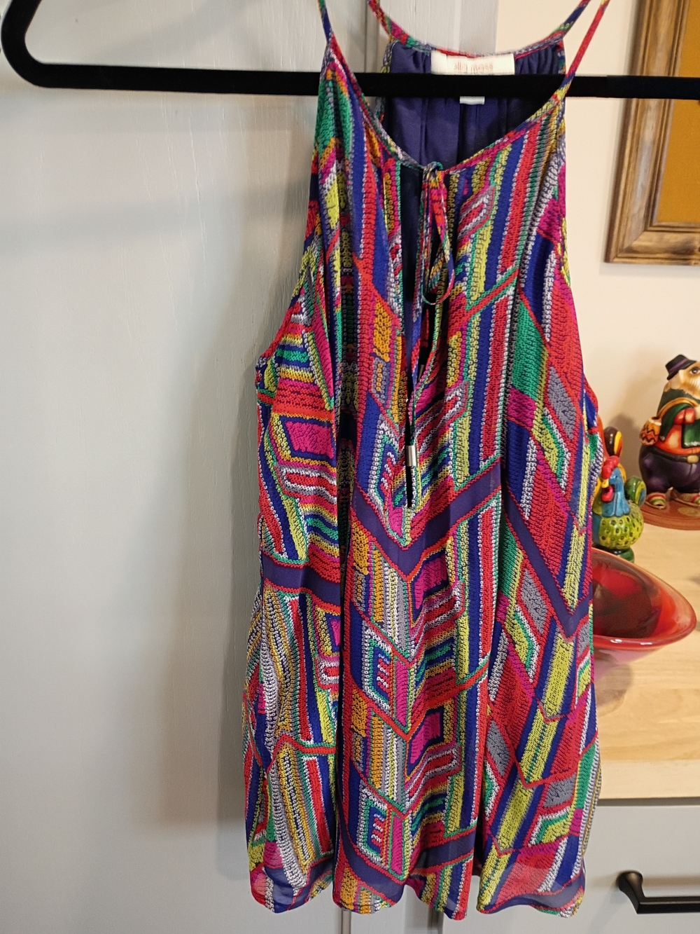 Ella Moss Multicolor Geometric Print Camisole — Purple, Green, Red, Yellow